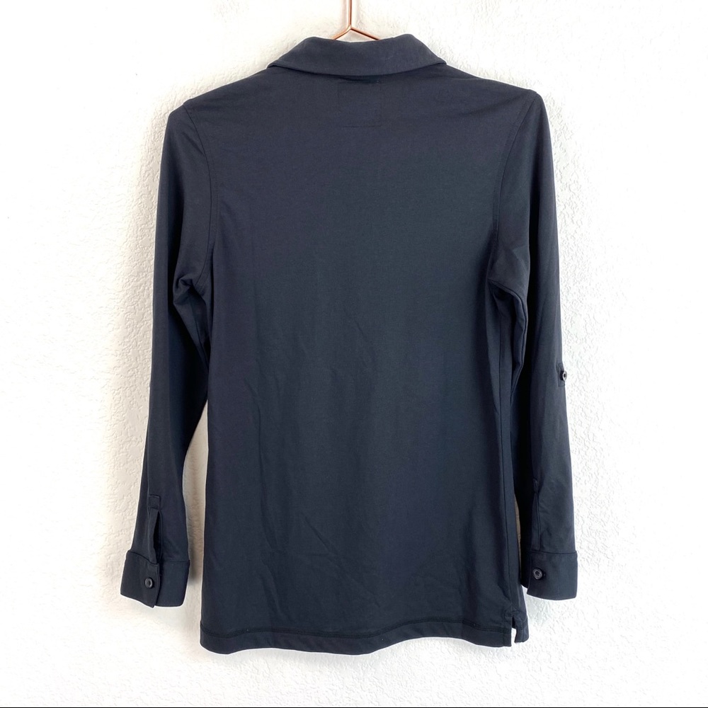 Linksoul Black Long Sleeve Polo Roll Up Sleeves S - Picture 3 of 7